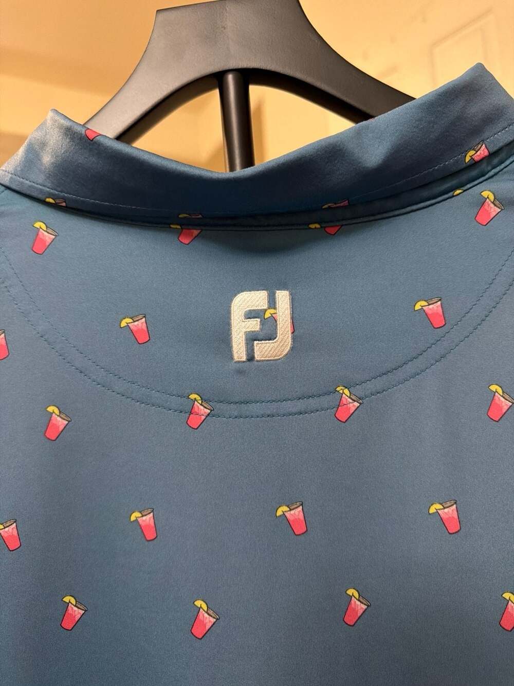 FootJoy Lisle Golf Polo Transfusion Drink Print Blue Men's XL - Picture 6 of 6